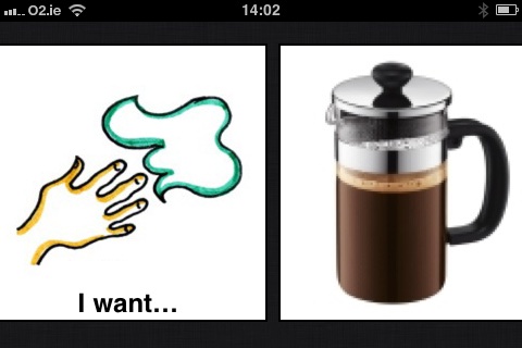 Grace App Screenshot displaying I want Coffee